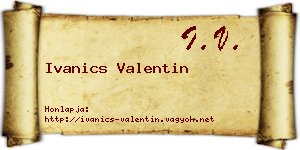 Ivanics Valentin névjegykártya